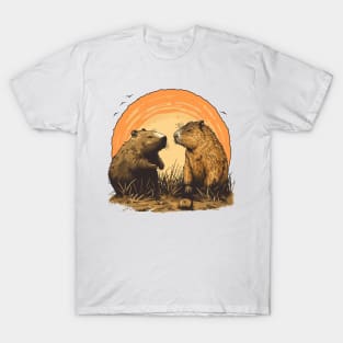 Wombat and Capybara Sunset T-Shirt